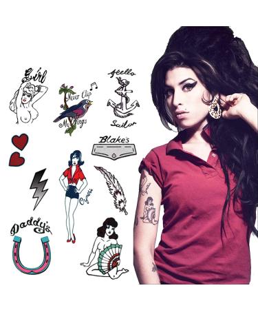 Amy Winehouse Tattoo Set | Temporary Tattoos | Halloween Costume | Skin Safe