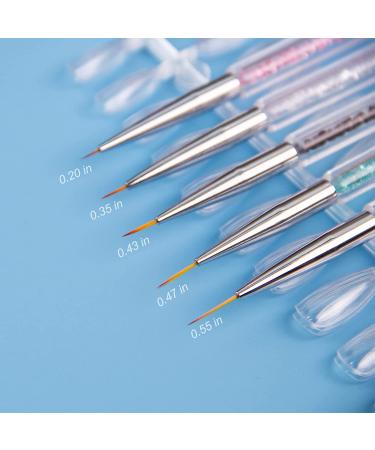 ANGENIL 5 Pcs Double Ended Nail Art Liner Brushes Set - Manicure Care Tool for Acrylic UV Gel, 3D Glitter, Dotting, and Painting - DIY Nail Designs - Buy Online on GoSupps.com