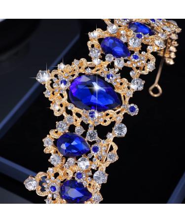 Kamirola Blue Baroque Vintage Crown - Princess Rhinestone Tiara for Christmas, Wedding, Prom - Women's Costume Accessory - Buy Online on GoSupps.com