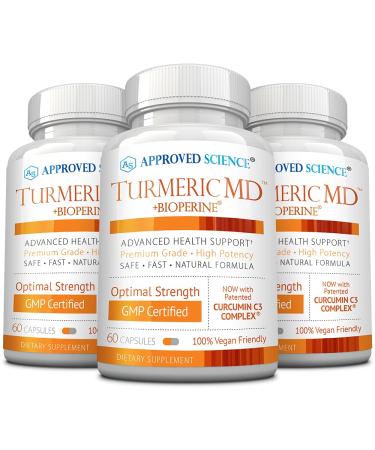 Approved Science Turmeric MD - with BioPerine & 95% Standardized Turmeric Curcuminoids - Joint and Daily Health - 180 Capsules (3 Month Supply)