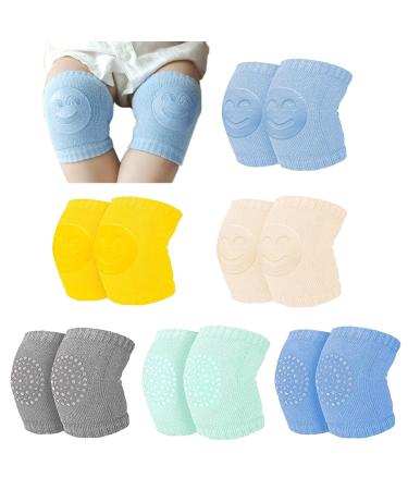 6 Pairs Baby Knee Pads for Crawling Anti Slip Cotton Toddler Kids Knee Protector for Walking Two Styles Differet Colors - S
