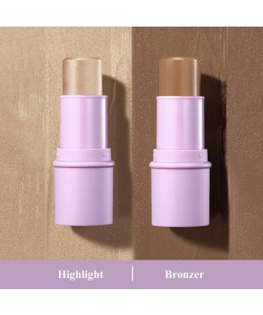 LUXAZA Contour Stick Makeup Set - Highlighter & Bronzer Pen for Face, Long Lasting Illuminator & Brightening Formula - Champagne Pink Shade - Buy Online on GoSupps.com