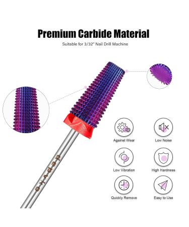 Depvko 5 in 1 Nail Drill Bits - Carbide Tungsten Professional Cuticle Bits for Manicure & Pedicure - Fast Gel Polishing - Fine-F Classic (Purple - Buy Online on GoSupps.com
