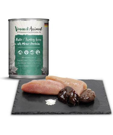 Venandi Animal - Premium Grain-Free Turkey Cat Food | Monoprotein Wet Food Pack of 6 (6 x 400g) - Natural & Healthy - Buy Online on GoSupps.com