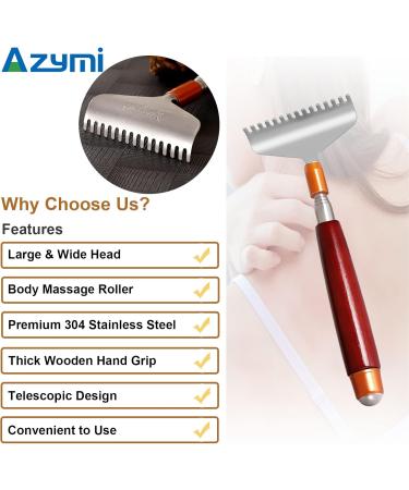 Shop Azymi Oversize Back Scratcher - Expandable with Wooden Handle & 15 Teeth Claw | Ideal for Men & Women - Durable & Effective! - Buy Online on GoSupps.com