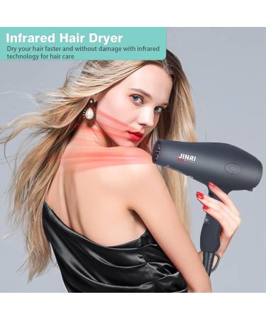 JINRI 1875W Professional Salon Grade Hair Dryer DC Motor Negative Ionic Blow Dryer with 2 Speed 3 Heat Settings Cool Button Hairdryer with Concentrator & Diffuser & Comb Attachments ALCI Safety Plug - Buy Online on GoSupps.com