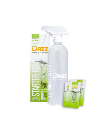 DAZZ All Purpose Cleaner Starter Kit (1 Reusable Spray Bottle, 2 Refills) All Natural Multisurface Household Cleaner Spray - Eco Friendly, Non Toxic - Safe for Kids & Pets 3 Piece Set