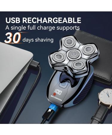 MAXGROOM 5-in-1 Waterproof Head Shaver for Bald Men - LED Display USB Rechargeable Travel Pouch | Ultimate Grooming Tool - Buy Online on GoSupps.com