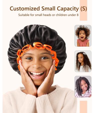 Kids Small Black Shower Cap | Double Layers Waterproof Bathing Hair Cap | Reusable & Comfortable | Non-fading & Stretchy Shower Hat | Pack of 1 Black + Orange - Buy Online on GoSupps.com