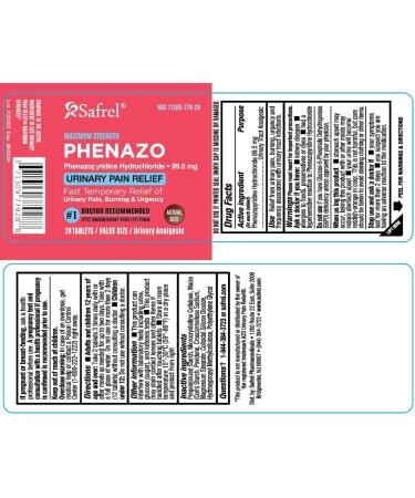 Fast-Acting Safrel Urinary Pain Relief Tablets - Phenazopyridine Hydrochloride 99.5mg | 28 Count | UTI & Bladder Pain Relief - Buy Online on GoSupps.com