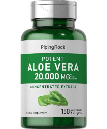 Aloe Vera Capsules 20000mg | 150 Softgels | Concentrated Extract Supplement | Non-GMO Gluten Free | by Piping Rock