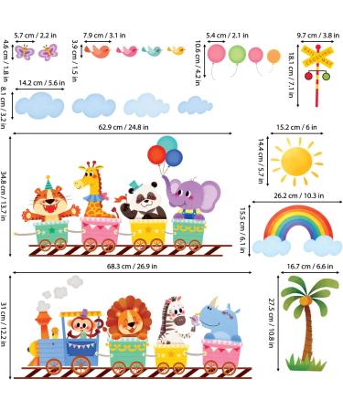 DECOWALL Colorful Animal Train Wall Stickers - Jungle Animals Monkey Giraffe Decals for Kids Nursery Decor - Buy Online on GoSupps.com