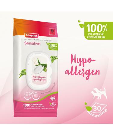 Beaphar Sensitive Wipes for Dogs & Cats - 30 Pieces | Gentle Pet Care for Allergies & Sensitive Skin - Buy Online on GoSupps.com