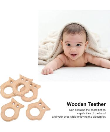 5 Adorable Owl Shaped Wooden Teething Rings - Safe Beech Teething Toys for Babies & DIY Jewelry Making - Buy Online on GoSupps.com