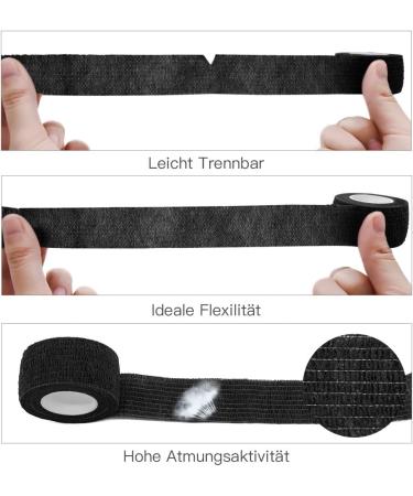 Qigui 10 Roll Finger Plaster - Self-Adhering Elastic Bandage (2.5cm x 4.5m) Waterproof & Flexible Adhesive for Sports & First Aid Ideal Black Bandage - Buy Online on GoSupps.com
