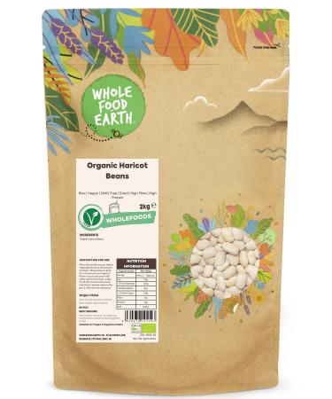 Wholefood Earth Organic Haricot Beans 2kg Raw | Vegan | GMO Free | Dried | High Fibre | High Protein | Certified Organic - Buy Online on GoSupps.com