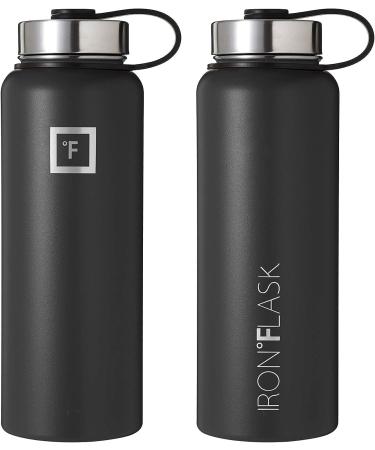 IRON FLASK 40oz Sports Water Bottle - Vacuum Insulated Stainless Steel - Leak Proof - Midnight Black - Buy Online on GoSupps.com