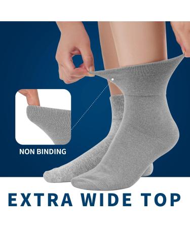 4-Pair Women's Diabetic Loose Fit Cotton Crew Socks - Wide Non-Binding Top - Circulatory Neuropathy - Black/White/Grey/Brown - Size 6-9 - Buy Online on GoSupps.com