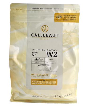 Callebaut W2 28% White Chocolate Callets 5.5 lbs Chocolate 5.5 Pound (Pack of 1)