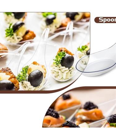 Appetizer Cups Appetizer Tasting Plastic Spoon Clear Dessert Mini Spoon Plastic Spoon Asian Soup Spoon 100 Servings - Buy Online on GoSupps.com