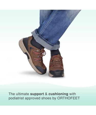 Orthofeet Plantar Fasciitis Sneakers for Men - Heel Pain Relief, Arch Support, Ergonomic Sole - Sorrento 9.5 Wide Brown - Buy Online on GoSupps.com