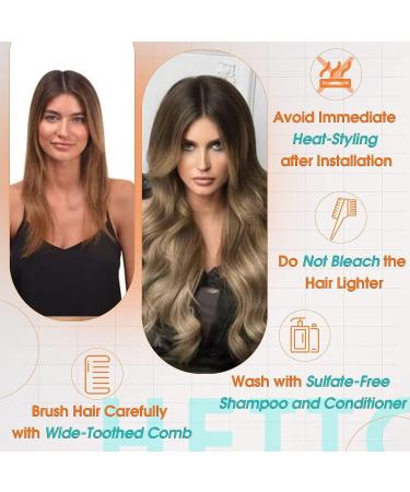 Hetto Real Hair Extensions - Brown Balayage Remy Weft 70g #4/27/4 Ombre Light Brown to Blonde 30cm - Premium Quality International Shipping - Buy Online on GoSupps.com