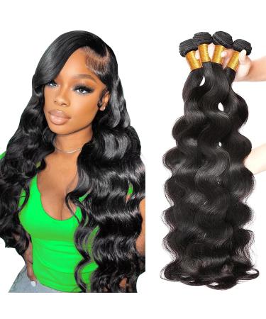 Body Wave Bundles Human Hair Bundles 10A Grade 100% Unprocessed Brazilian Virgin Hair Bundles Body Weave Wavy Bundles Human Hair (24 26 28 30) Body Wave Bundles 24 26 28 30