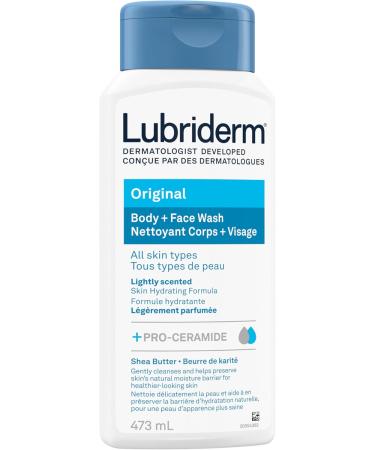 Lubriderm Original Body + Face Wash Hydrating Body Wash + Moisturizing Facial Cleanser with Pro-Ceramide & Shea Butter to Gently Cleanse Light Fragrance & Hypoallergenic 473mL - Buy Online on GoSupps.com