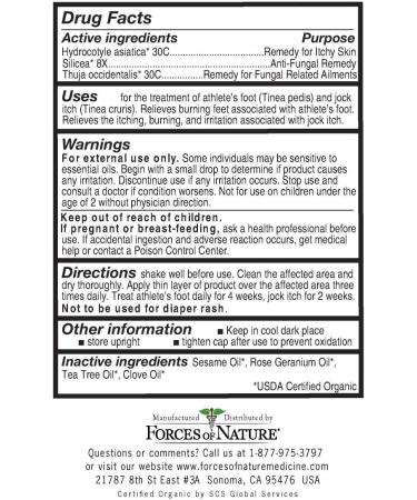 Forces of Nature Organic Athlete's Foot Treatment 4ml - Antifungal Relief for AF, Jock Itch & Ringworm - Non GMO, Cruelty Free, No Harmful Chemicals - 0.14oz - Buy Online on GoSupps.com