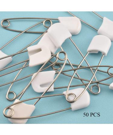 HAHIYO 52mm Plastic Head Cloth Pins - 50 PCS Stainless Steel Diaper Pins for Socks, Towels, Bed Sheets - White - Buy Online on GoSupps.com