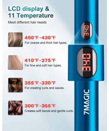 7MAGIC Hair Straightener - Professional 2 in 1 Ceramic Flat Iron with LCD 11 Heat Settings for Thick Hair Worldwide Shipping - Buy Online on GoSupps.com