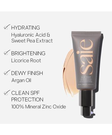 Saie Slip Tint SPF 35 Tinted Moisturizer - Shade Six (1.35 oz) | Light Coverage + Broad Spectrum Zinc Oxide Sunscreen - Buy Online on GoSupps.com