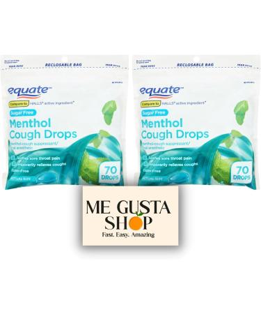 Equate Sugar-Free Menthol Cough Drops 70 Count Pack of 02 140 Total + me Gusta Sticker - Buy Online on GoSupps.com