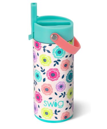 Swig Life 12oz Insulated Water Bottle for Kids with Straw & Flip + Sip Handle  Dishwasher Safe  Cup Holder Friendly Stainless Steel Water Bottle for Girls and Boys (Dipsy Daisy)