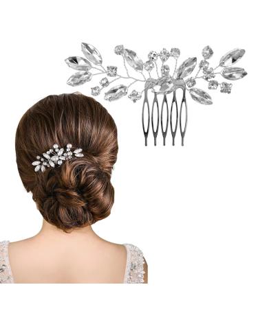 Bridal Flower Side Hair Clips Bride Crystal Hair Comb Crystal Rhinestone Wedding Hair Comb Bride Crystal Hair Comb Bridal Wedding Hair Clip Comb for Women and Girls