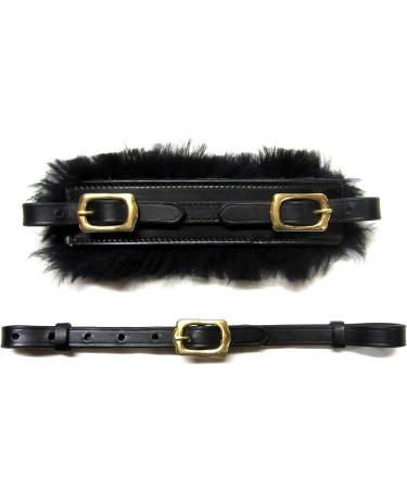 PS Horse Articles Noseband Set - Padded Sheepskin with Chin Strap - Black & Silver Fittings | International Shipping - Buy Online on GoSupps.com