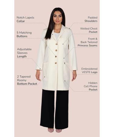 Professional Fitted Women's Lab Coat - Beige, Small - 38 Long, 5 Pockets - Ideal for Medical & Science Use - Buy Online on GoSupps.com