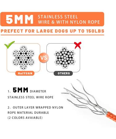 HaiYUAN Dog Tie Out Cable 10/15/20/30FT Dog Run Cable Orange/Grey Tie Out Cable for Dogs with Reflects Light Dog Cable for Large Dogs Heavy Duty for Outside Hold Large Dogs Up to 100LBS 10ft Orange4mm - Buy Online on GoSupps.com