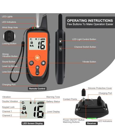 Remote Dog Training Collar with Sound & Vibration Modes - Rechargeable & Waterproof - 1000FT Range - Orange - Buy Online on GoSupps.com