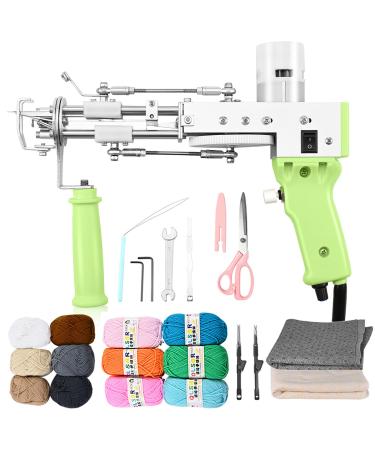 FancyBant Tufting Gun  2 in 1 Rug Gun Cut Pile and Loop Pile Rug Tufting Gun Kit  Handheld Knitting Rug Gun with Yarn Tufting Cloth Backing Cloth Tools Kit (Green)