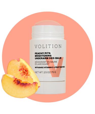 Volition Beauty Peachy Pits Brightening Underarm Deo-Balm - Improves the look of discoloration in the underarm area - Vitamin C Brightens - Bentonite Clay Neutralizes Odor Vegan (75 g / 2.5 oz)