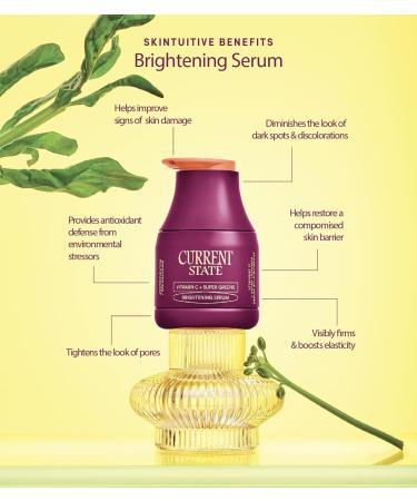 Buy Current State Vitamin C Serum + Super Greens - Lightweight Face Serum with Kale Spinach & Antioxidants for Brightening & Skin Repair - 1 fl oz - International Shipping Available - Buy Online on GoSupps.com