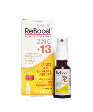 ReBoost Zinc +13 Maximum Relief for Sore Throat Fast-Acting Natural Homeopathic Ingredients Help Calm Cold & Flu Symptoms & Whole Body Discomfort - Cherry Spray - 0.68 oz