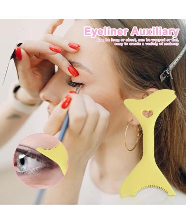 Dyeulget Silicone Eyeliner Stencil | Portable Multifunctional Eyeliner Stencils | Eyeliner Stickers for Winged Eyeliner Lashes Lip Liner Mascara Shield Yellow - Buy Online on GoSupps.com