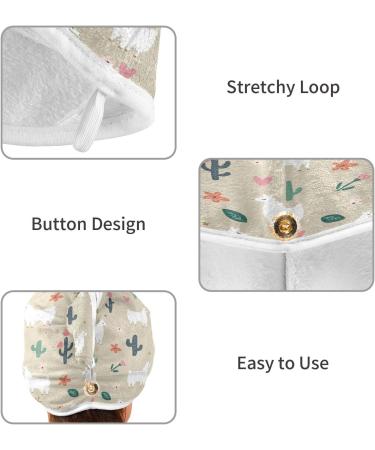 Boho Llama Dry Hair Cap Set | Quick Drying Towel & Button Headband - Super Absorbent & Comfortable - Buy Online on GoSupps.com