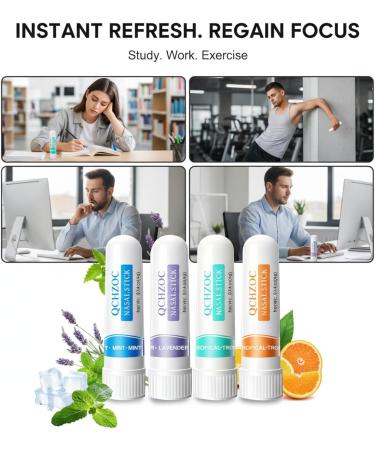 DeepacSagecoom Nasal Sticks Portable Nose Inhaler Sticks for Daily Refreshing - Natural Cool Sensation Nose Inhaler Boost Energy Set - Buy Online on GoSupps.com