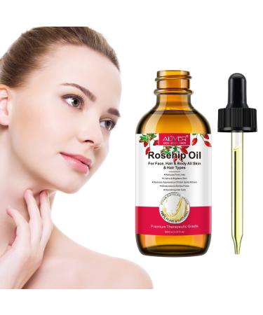 Rosehip Oil for Face, Organic Rosehip Oil for Skin, Anti-Aging-Wrinkles- Acne Scar-Guasha-Massage-Hair Care Rose hip Oil for Face & Body 60ml