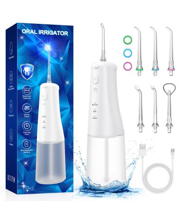 Water Flosser for Teeth Oral Irrigator: Water Dental Picks for Teeth Cleaning 310ML Tank 3 Modes 6 Jet Tips Portable Water Flosser Cordless IPX7 Waterproof Rechargeable Teeth Cleaner Pick