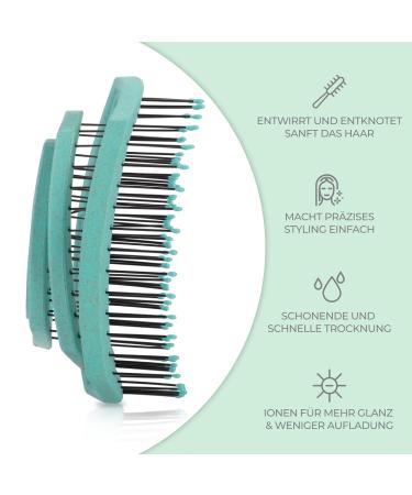 Ninabella Mini V2 Bio Hairbrush - Anti-Ziepen Brush for Long & Curly Hair | Travel-Friendly Green Hairbrush for Women & Children - Buy Online on GoSupps.com