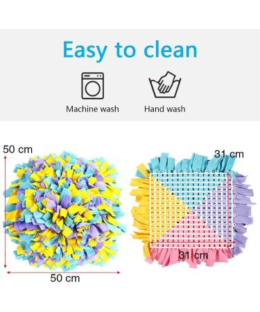 YEAKOO Dog Snuffle Mat 45x45cm Hand Woven Smell Training Toy - Yellow/Purple/Blue - Buy Online on GoSupps.com